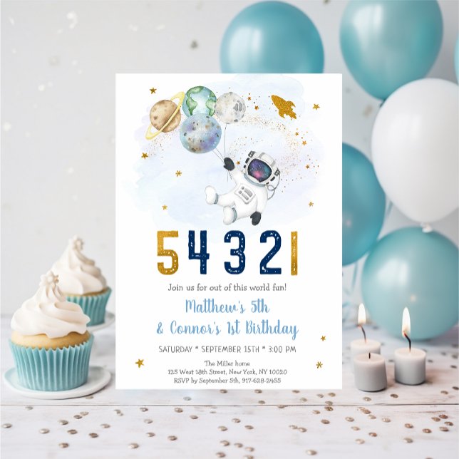 Invitación Astronauta Cuenta regresiva del espacio Cumpleaños (Subido por el creador)