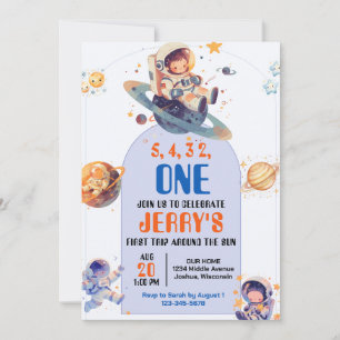 Invitación Astronauta cuenta regresiva en el espacio ultrater