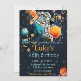 Invitación Astronauta Cumpleaños, Patineta Cumpleaños, Espaci