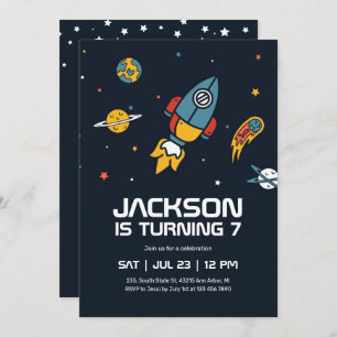 Invitación Astronauta de cohetes en el espacio exterior Galax