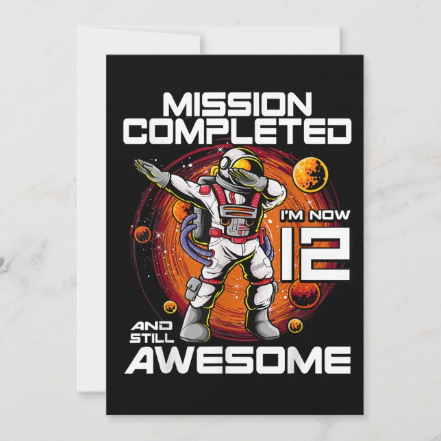 Invitación Astronauta de cumpleaños de 12 años en el espacio  (Anverso)