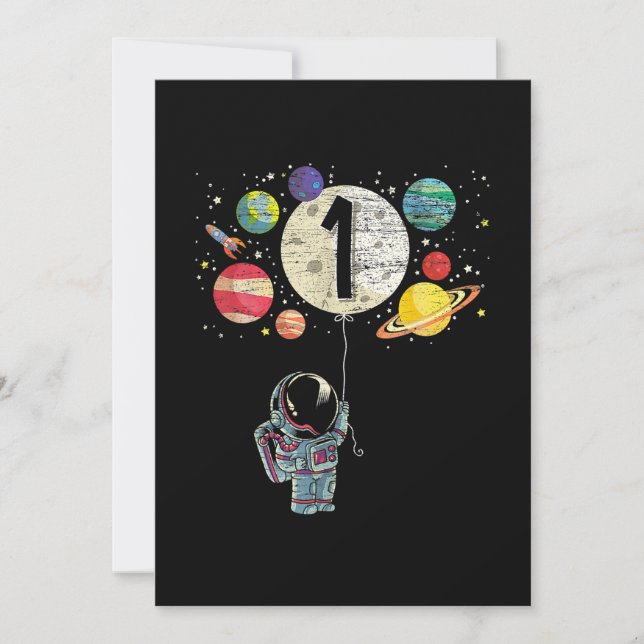Invitación Astronauta de cumpleaños de 1 año (Anverso)