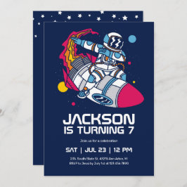 Invitación Astronauta de Dabbing Rocket Space Kids Cumpleaños