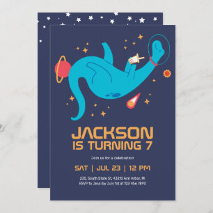 Invitación Astronauta de dinosaurios en el espacio exterior N