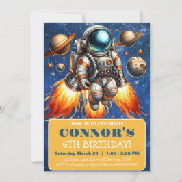 Invitación Astronauta de Galaxy Planetas de Cumpleaños en el 