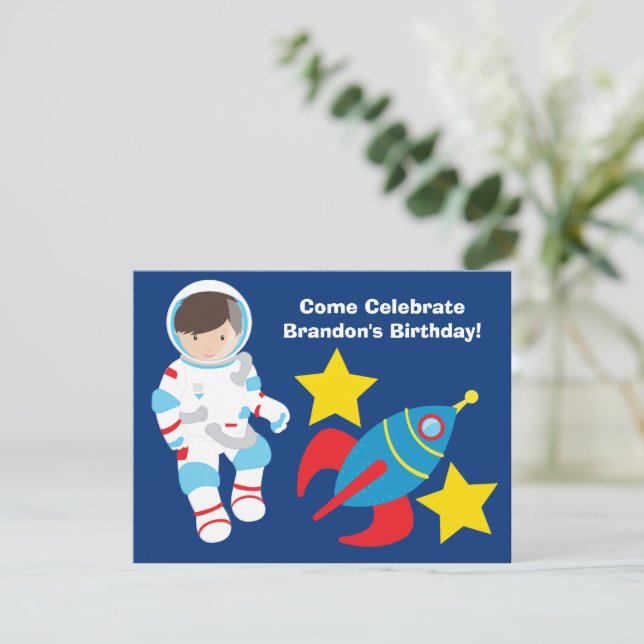 Invitación Astronauta de Guay Niños en el espacio ultraterres (Anverso de pie)