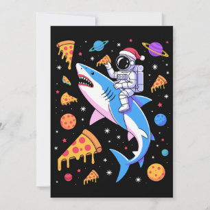 Invitación Astronauta de Navidad Pizza Tiburón Espacio Planet