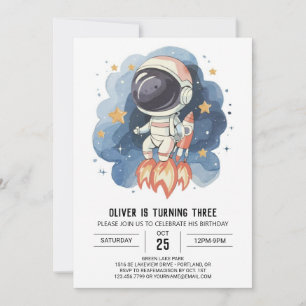 Invitación Astronauta de niños celestes modernos cumpleaños
