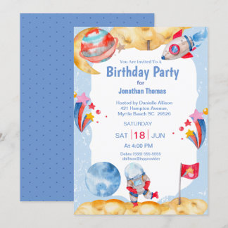 Invitación Astronauta del espacio exterior de los niños Invit