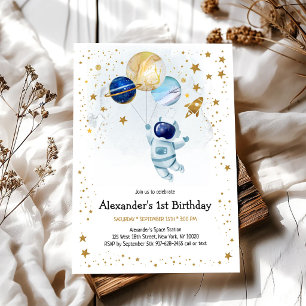 Invitación Astronauta del espacio exterior planeta galaxia cu