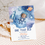 Invitación Astronauta del Espacio Ultraterrestre 1er cumpleañ<br><div class="desc">Astronauta del Astronauta del Espacio Ultraterrestre Invitación a la foto de primer cumpleaños.</div>