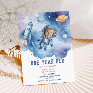 Invitación Astronauta del Espacio Ultraterrestre 1er cumpleañ