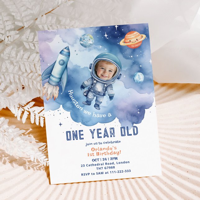 Invitación Astronauta del Espacio Ultraterrestre 1er cumpleañ (Subido por el creador)