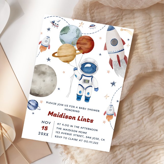 Invitación Astronauta del espacio ultraterrestre Fiesta Baby  (Subido por el creador)