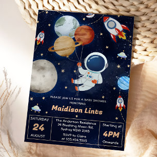 Invitación Astronauta del espacio ultraterrestre Fiesta Baby