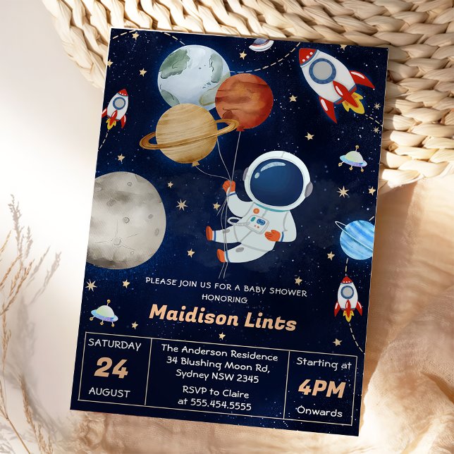 Invitación Astronauta del espacio ultraterrestre Fiesta Baby  (Subido por el creador)