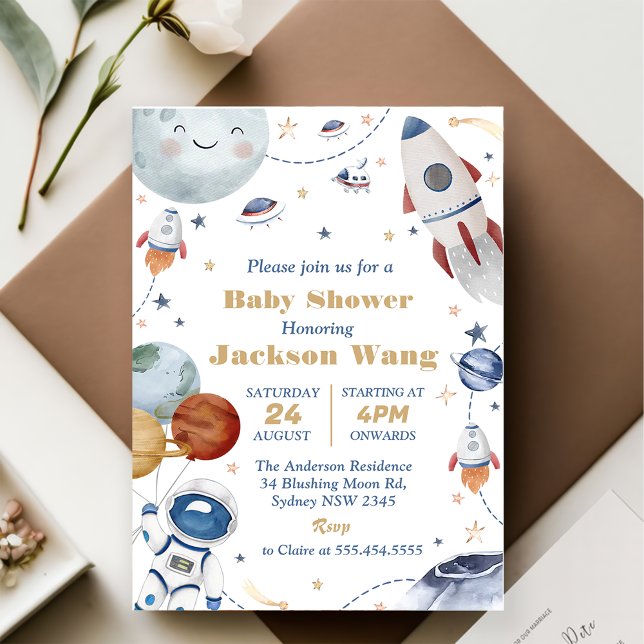 Invitación Astronauta del espacio ultraterrestre Fiesta Baby  (Subido por el creador)