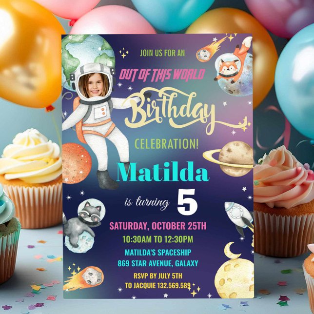 Invitación Astronauta del espacio ultraterrestre Galaxy Chica (Subido por el creador)