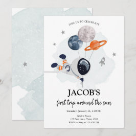 Invitación Astronauta del espacio ultraterrestre Naranja niño