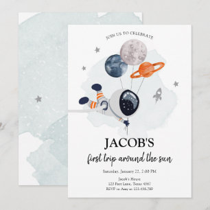 Invitación Astronauta del espacio ultraterrestre Naranja niño