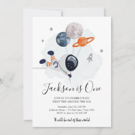 Invitación Astronauta del espacio ultraterrestre Naranja niño