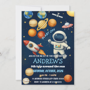 Invitación Astronauta del espacio ultraterrestre para niños p