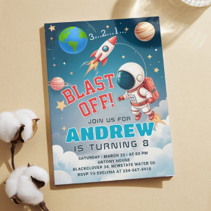 Invitación Astronauta desata fiesta de cumpleaños espacial