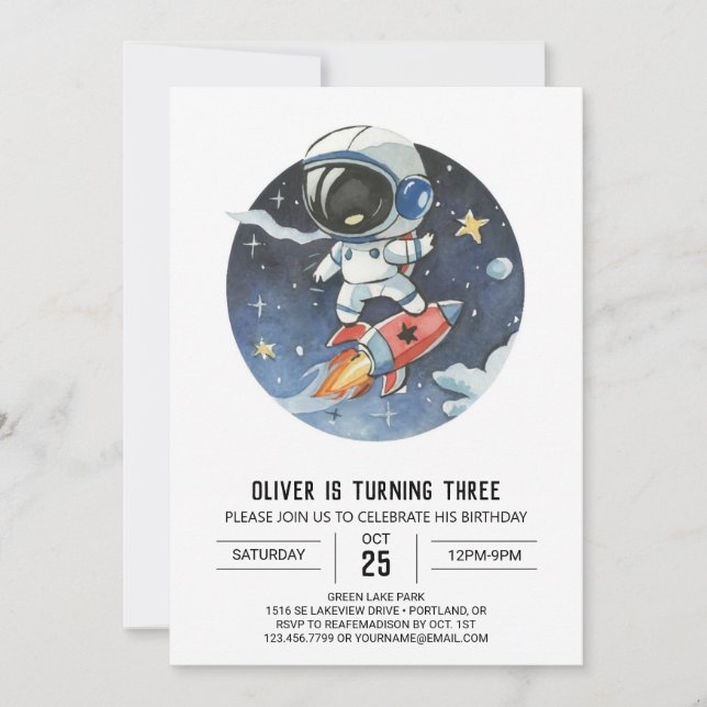 Invitación Astronauta digital en el espacio ultraterrestre (Anverso)