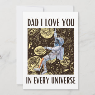 Invitación Astronauta divertida papá te amo en cada universo