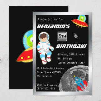 Invitación Astronauta en el espacio ultraterrestre Cumpleaños