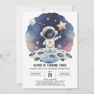 Invitación Astronauta en línea de Galaxia Celeste Cumpleaños