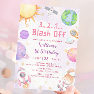 Invitación Astronauta espacial Cualquier fiesta de cumpleaños