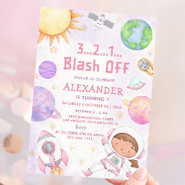 Invitación Astronauta espacial Cualquier fiesta de cumpleaños