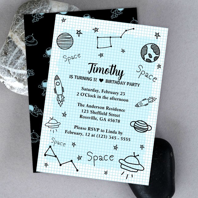 Invitación Astronauta espacial infantil es un lindo cumpleaño (Make your child's party unforgettable with our cute space and astronaut card. Get ready for liftoff!)