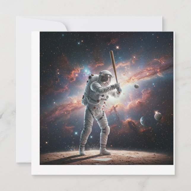 Invitación Astronauta espacial juega al béisbol (Anverso)