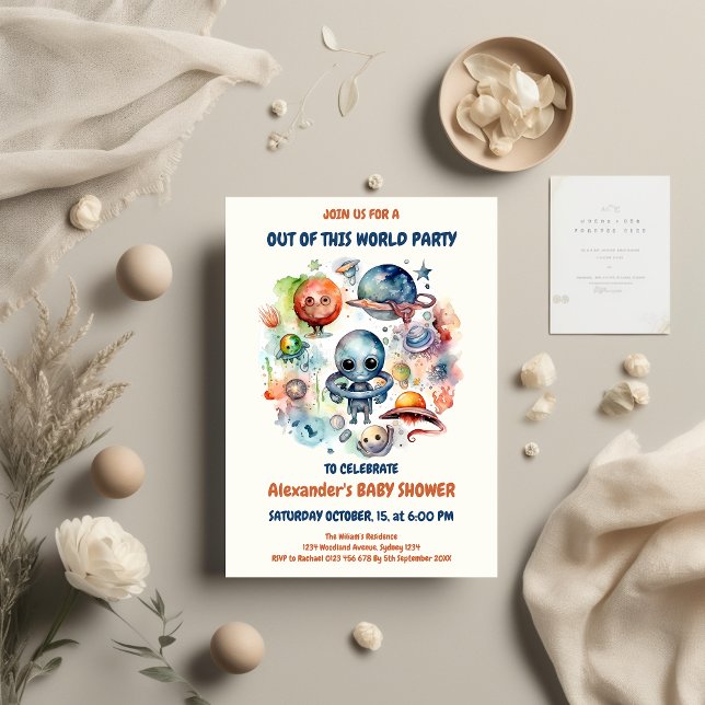 Invitación Astronauta espacial moderna y elegante Baby Shower (Subido por el creador)