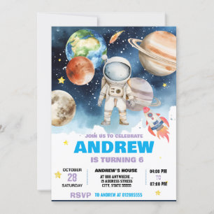 Invitación Astronauta espacial personal moderno Cumpleaños
