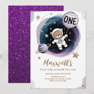 Invitación Astronauta Espacio 1er Cumpleaños
