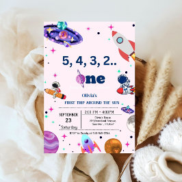 Invitación Astronauta Espacio primer viaje alrededor del cump