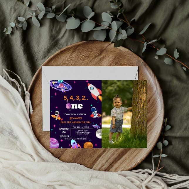 Invitación Astronauta Espacio primer viaje alrededor del cump (Subido por el creador)