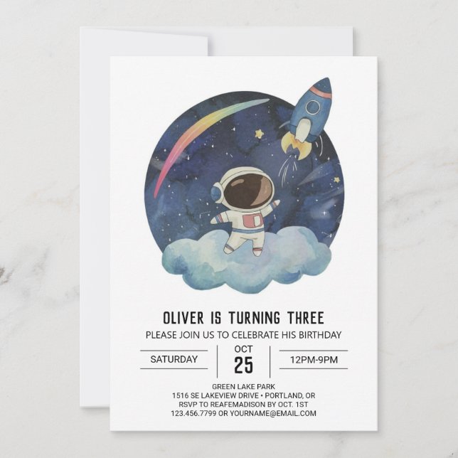 Invitación Astronauta estelar moderno (Anverso)