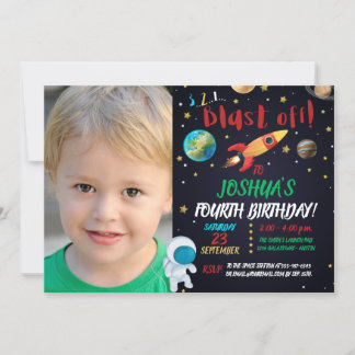 Invitación Astronauta explota foto de cumpleaños