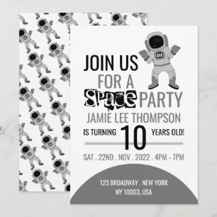 Invitación Astronauta Fiesta espacial, cumpleaños