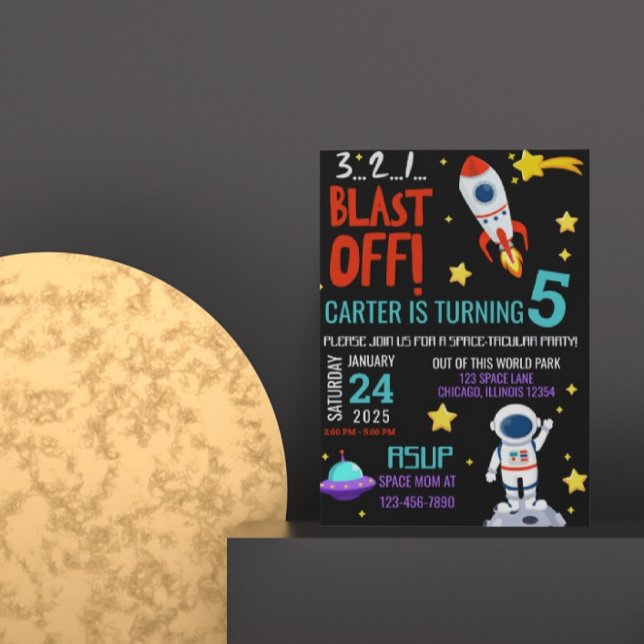 Invitación Astronauta Fiesta espacial-tácular Cumpleaños (Subido por el creador)