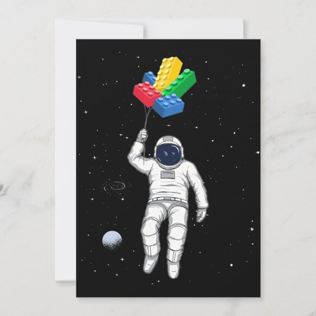 Invitación Astronauta Master Builder, bloques de construcción (Anverso)