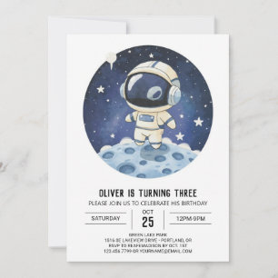 Invitación Astronauta moderna Cohete acuático cumpleaños