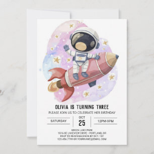 Invitación Astronauta moderna de Odisea Rosa