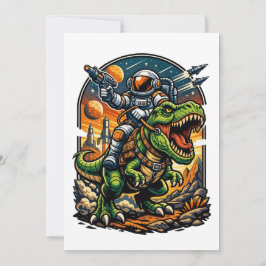 Invitación Astronauta montando un T-Rex – Dinosaurio Espacial