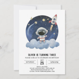 Invitación Astronauta niño de Cometa Azul Cumpleaños