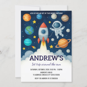 Invitación Astronauta personalizado en el espacio exterior po